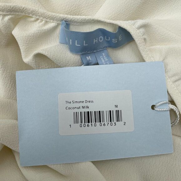 Hill House The Simone Slit Open Back Maxi Dress Coconut Milk Crepe Cream White M - Picture 11 of 13